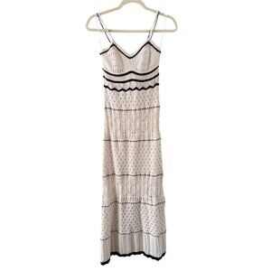 Olive + Oak  Sleeveless Crochet Maxi Dress Sz L Lightweight Knit Lined Dress. NW